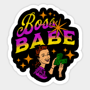 Funny Boss Babe Get Money Retro House Wife Sticker